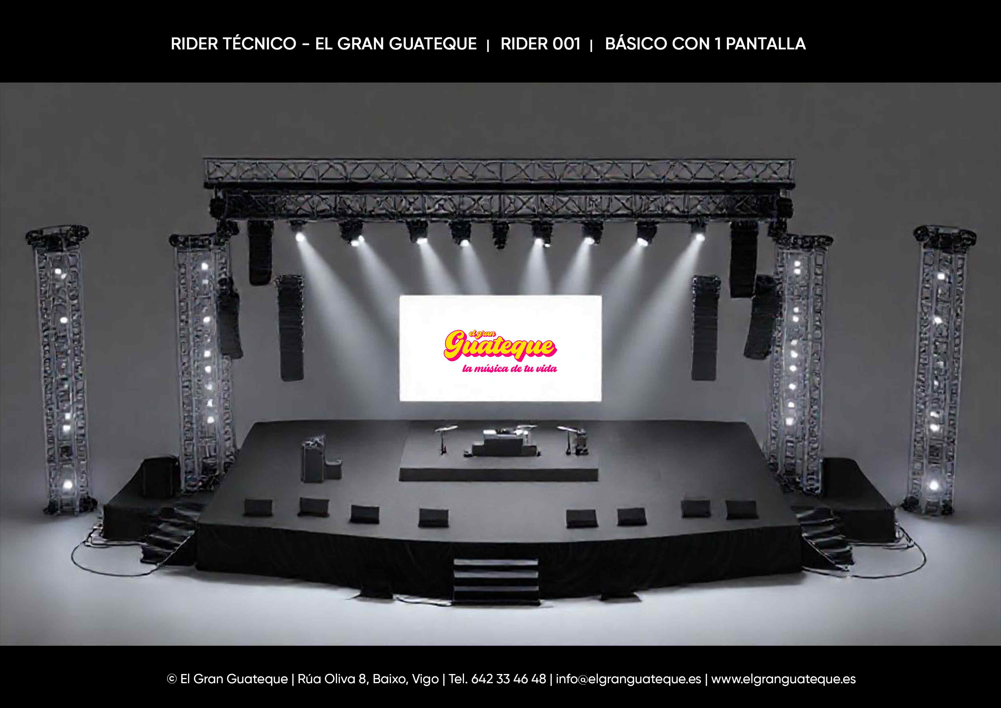 Rider t�cnico 001 de El Gran Guateque: opci�n m�nima sin escenario con una pantalla